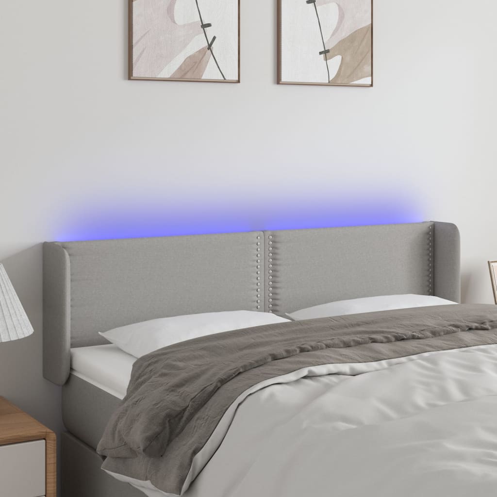 Tête de lit à LED Gris clair 147x16x78/88 cm Tissu - XIOS