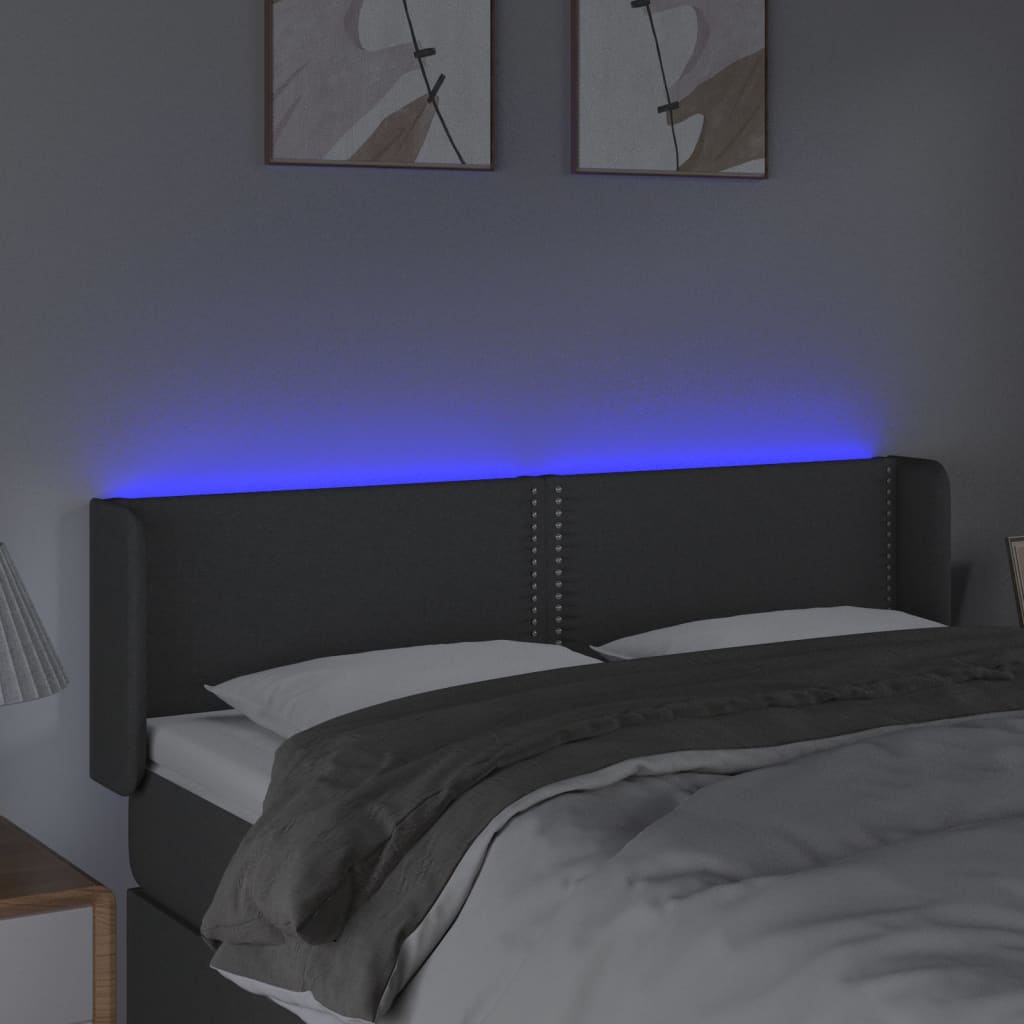 Tête de lit à LED Gris foncé 147x16x78/88 cm Tissu - XIOS