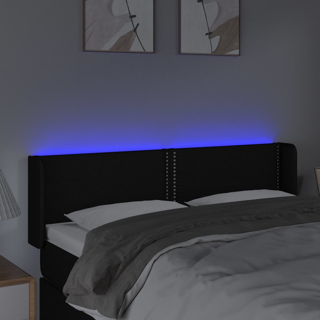 Tête de lit à LED Noir 147x16x78/88 cm Tissu - XIOS