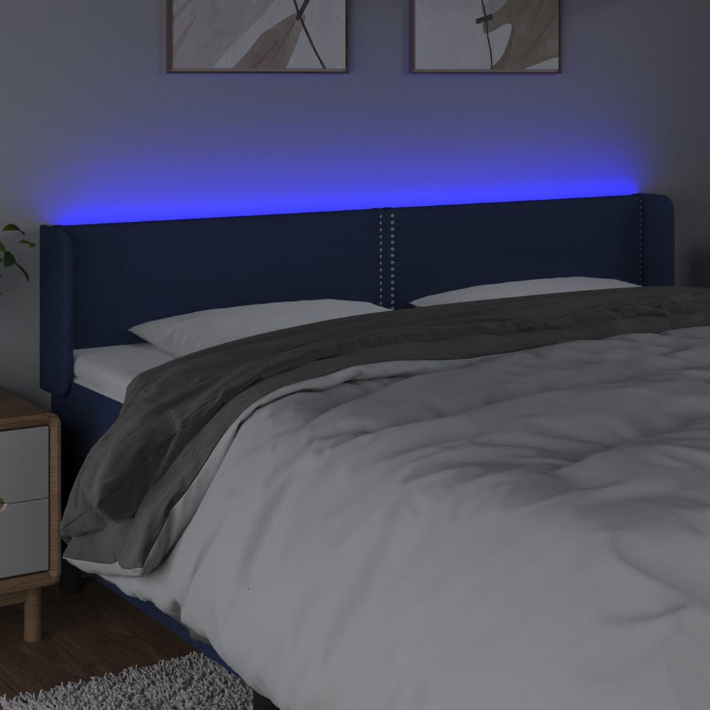 Tête de lit à LED Bleu 183x16x78/88 cm Tissu - XIOS