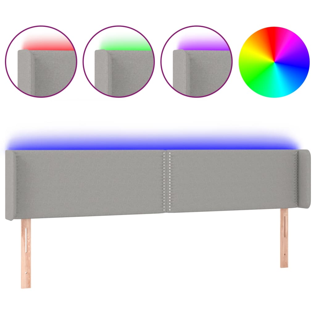 Tête de lit à LED Gris clair 203x16x78/88 cm Tissu - XIOS