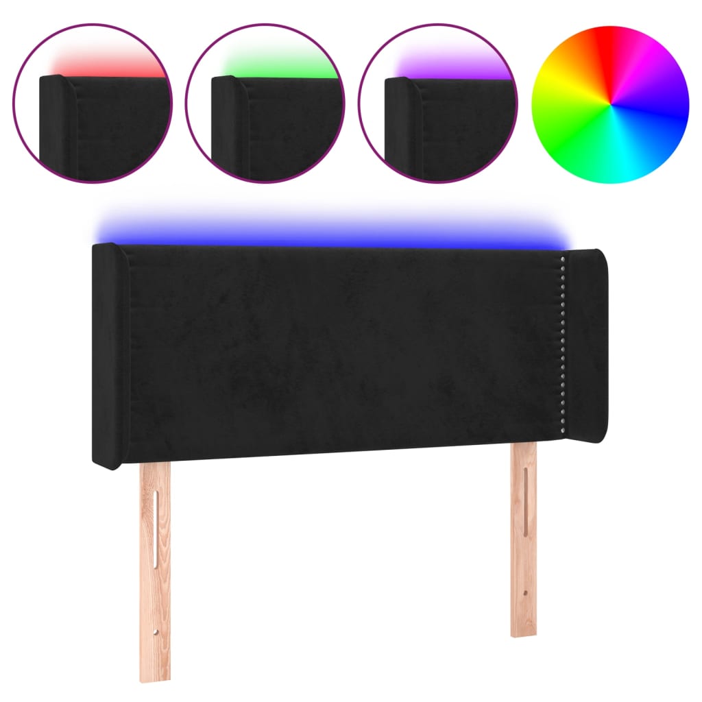 Tête de lit à LED Noir 93x16x78/88 cm Velours - XIOS