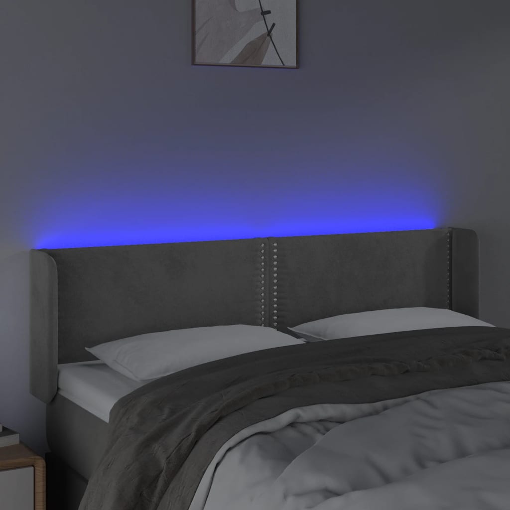 Tête de lit à LED Gris clair 147x16x78/88 cm Velours - XIOS