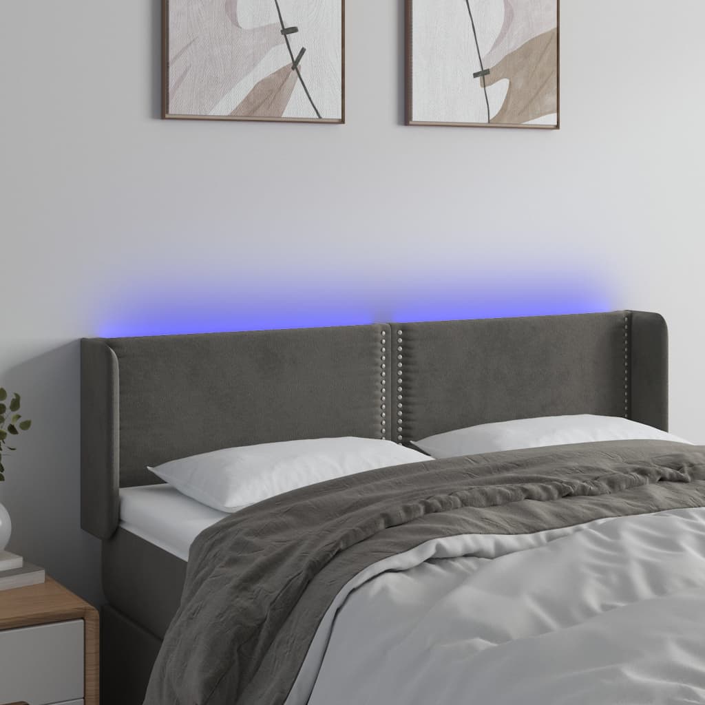 Tête de lit à LED Gris foncé 147x16x78/88 cm Velours - XIOS
