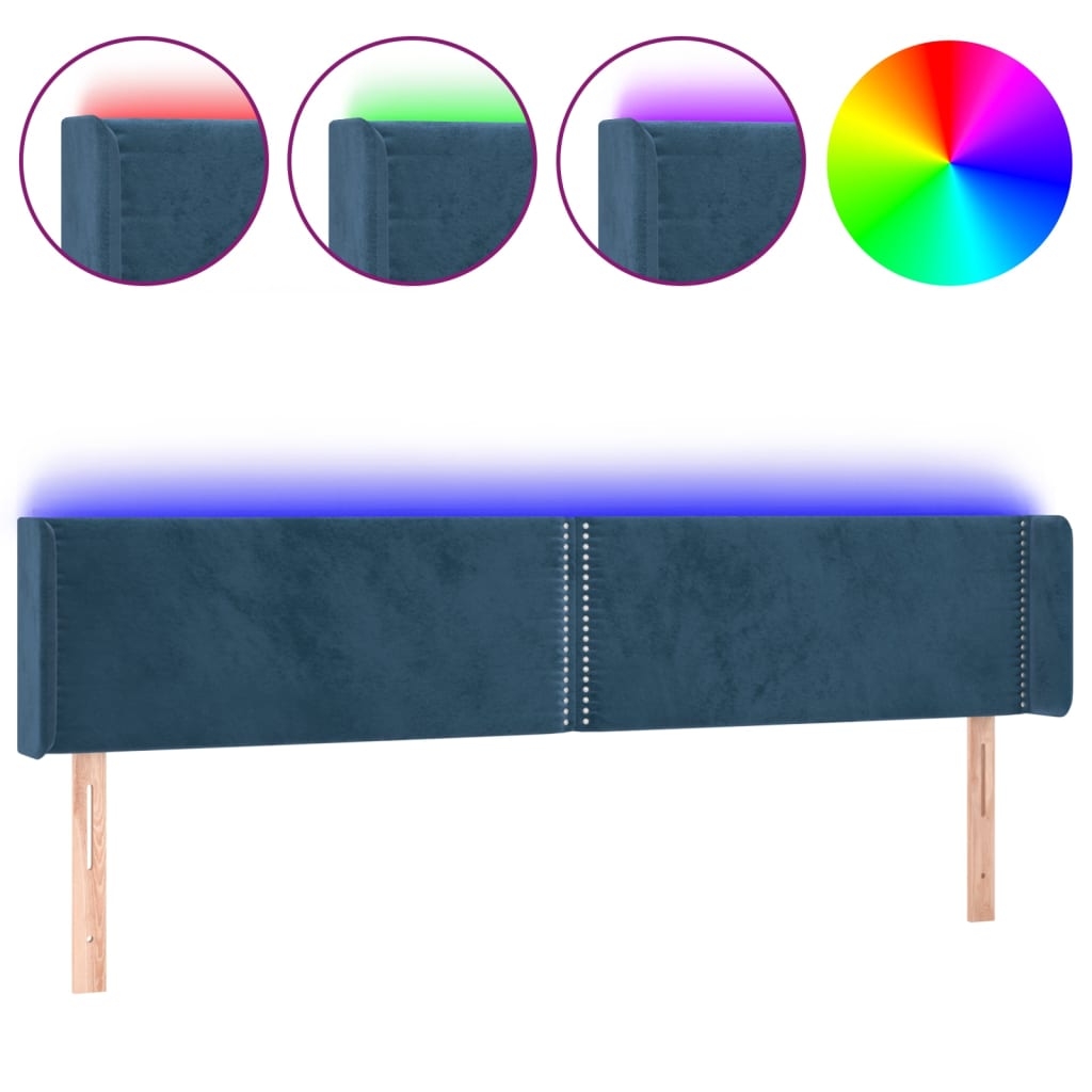 Tête de lit à LED Bleu foncé 163x16x78/88 cm Velours - XIOS