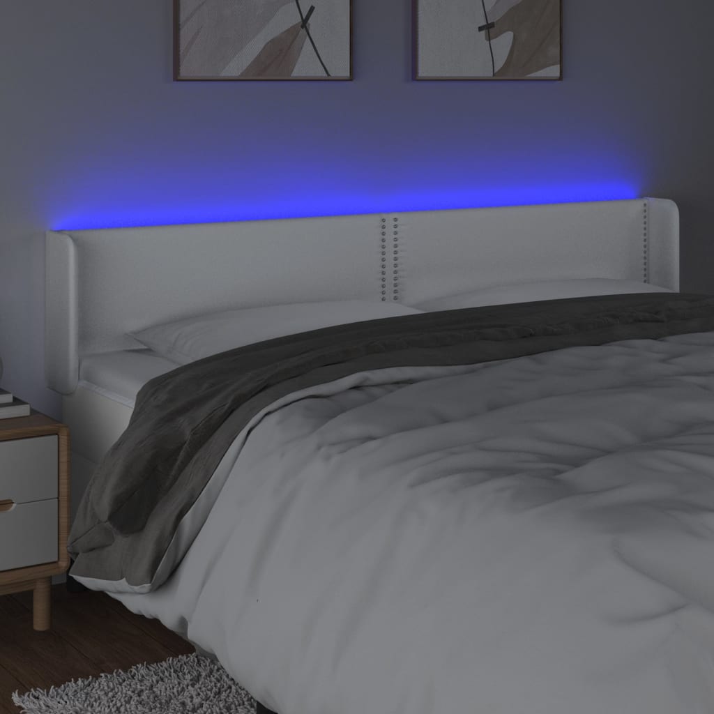 Tête de lit à LED Blanc 203x16x78/88 cm Similicuir - XIOS