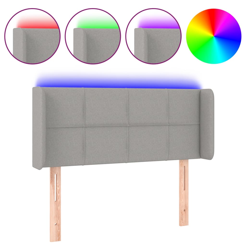 Tête de lit à LED Gris clair 83x16x78/88 cm Tissu - XIOS