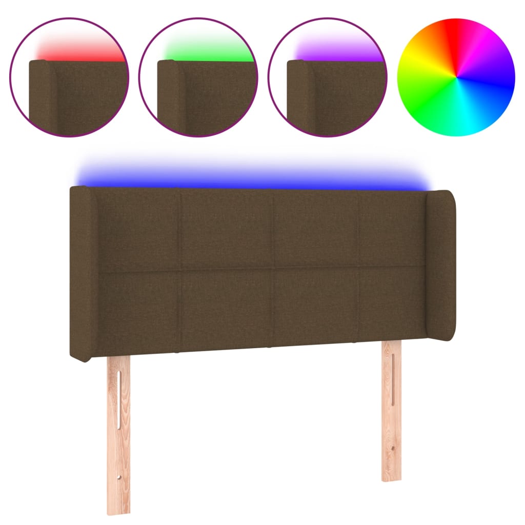 Tête de lit à LED Marron foncé 83x16x78/88 cm Tissu - XIOS