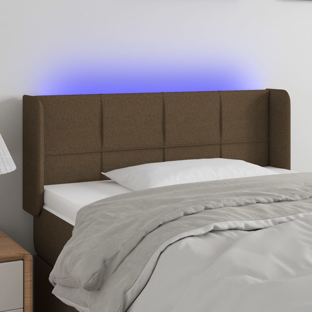 Tête de lit à LED Marron foncé 83x16x78/88 cm Tissu - XIOS