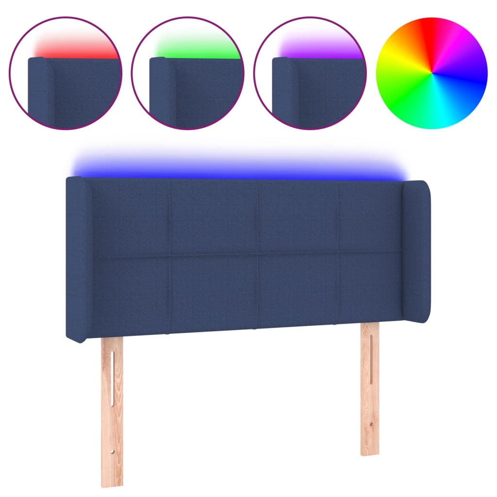 Tête de lit à LED Bleu 103x16x78/88 cm Tissu - XIOS