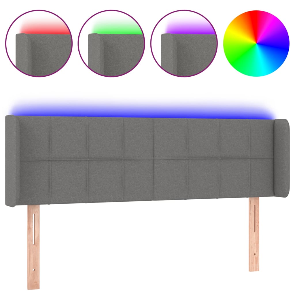 Tête de lit à LED Gris foncé 147x16x78/88 cm Tissu - XIOS