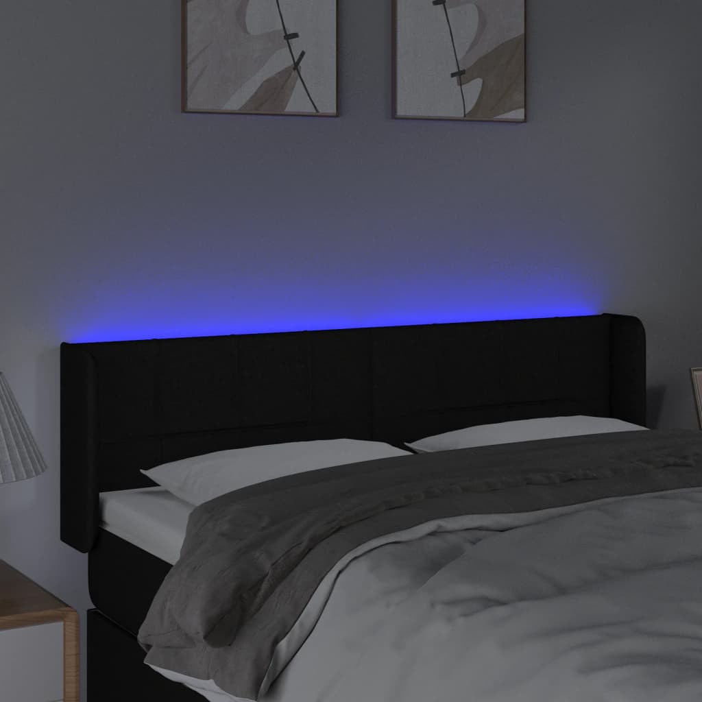 Tête de lit à LED Noir 147x16x78/88 cm Tissu - XIOS