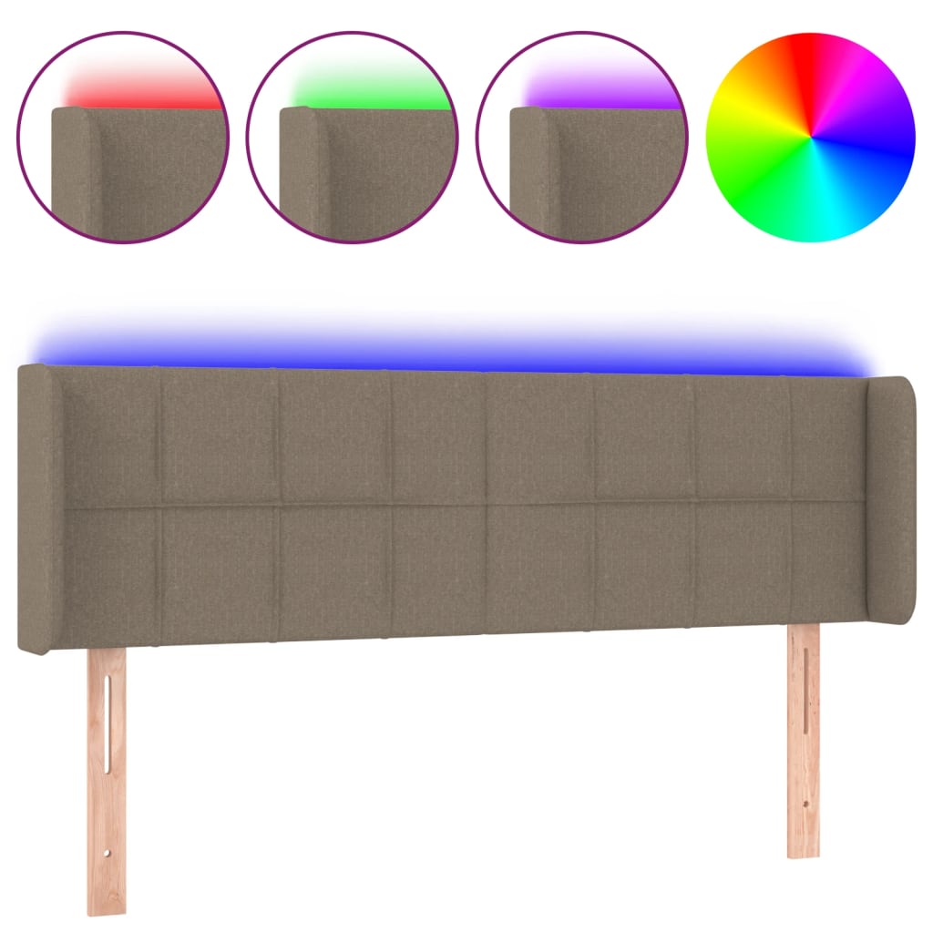 Tête de lit à LED Taupe 147x16x78/88 cm Tissu - XIOS