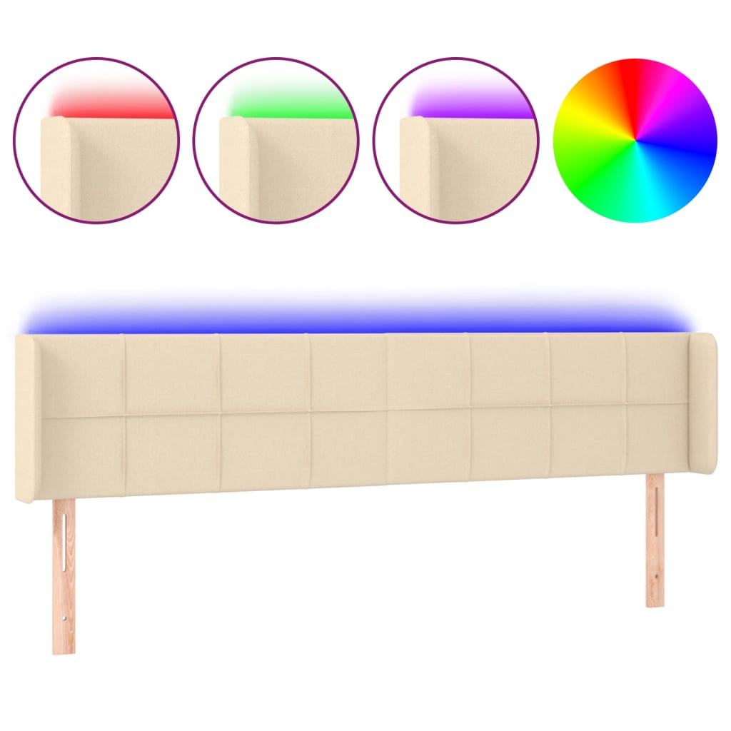 Tête de lit à LED Crème 163x16x78/88 cm Tissu Têtes et pieds de lit vidaXL