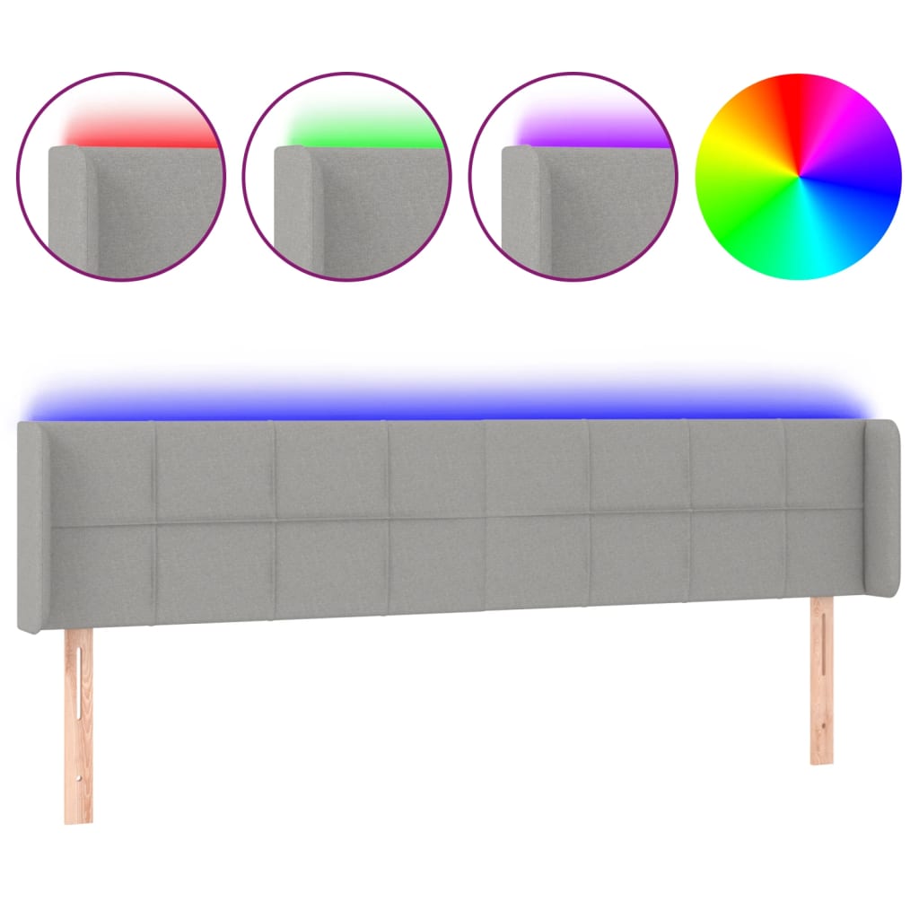 Tête de lit à LED Gris clair 183x16x78/88 cm Tissu - XIOS