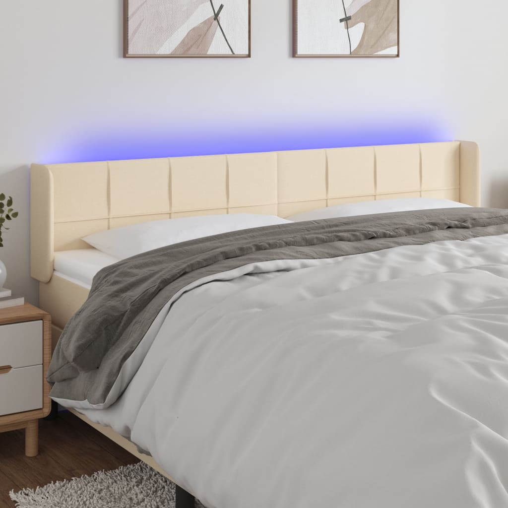 Tête de lit à LED Crème 203x16x78/88 cm Tissu - XIOS