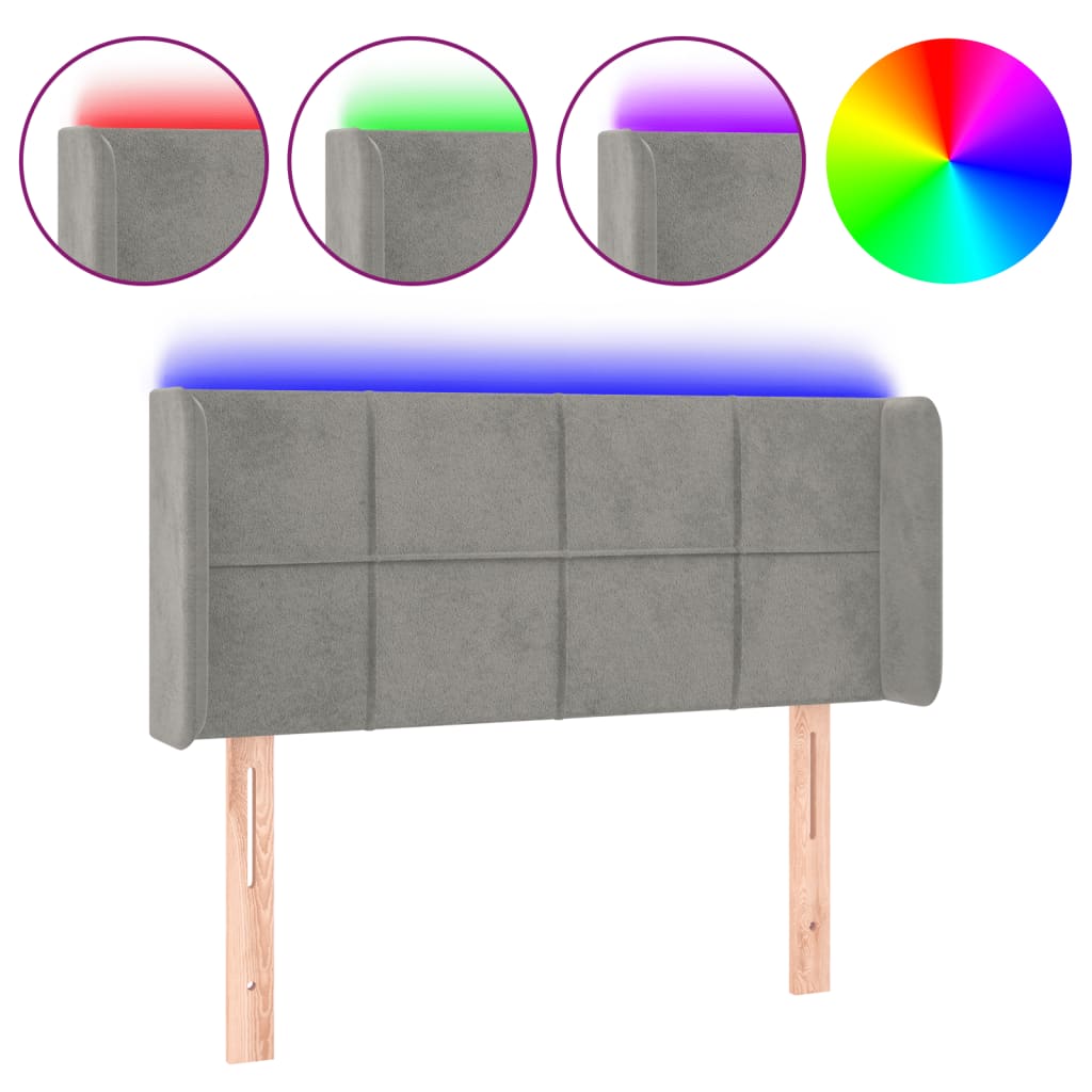 Tête de lit à LED Gris clair 93x16x78/88 cm Velours - XIOS
