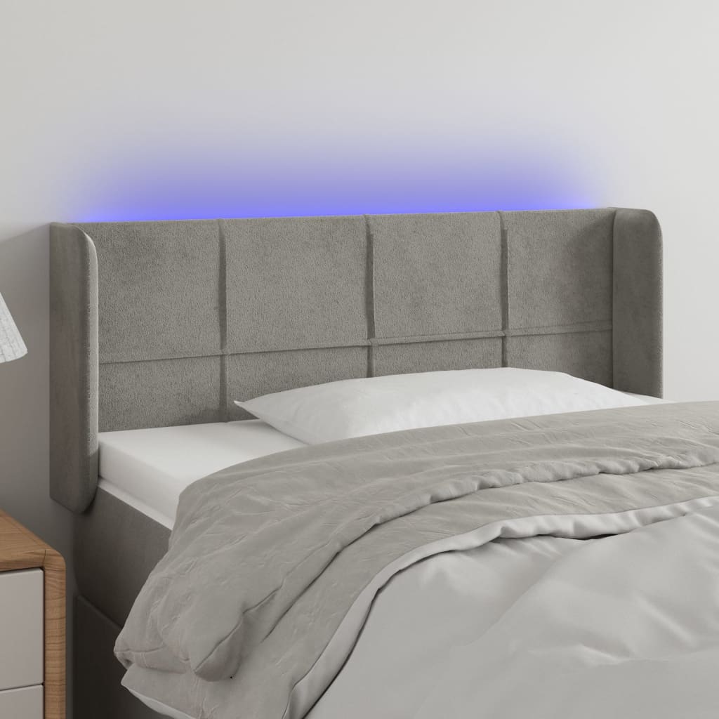 Tête de lit à LED Gris clair 93x16x78/88 cm Velours - XIOS