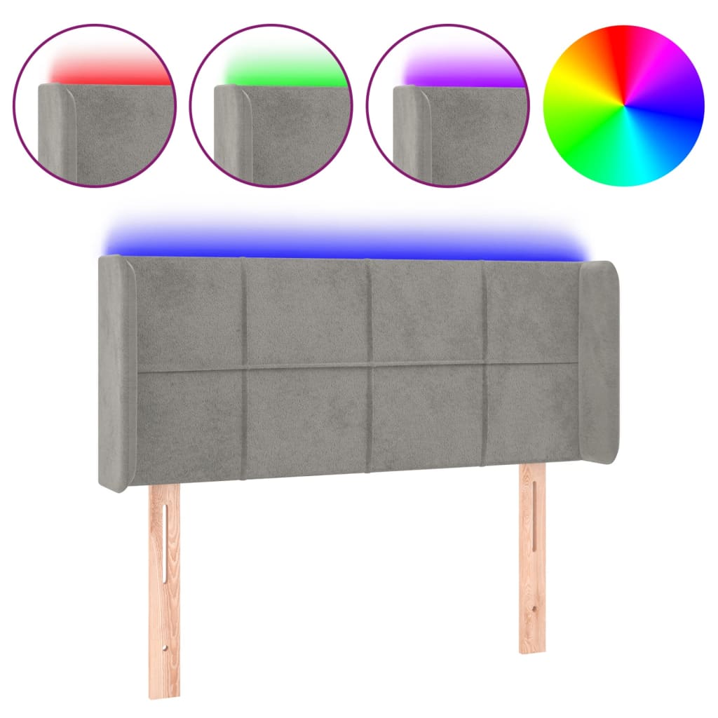 Tête de lit à LED Gris clair 103x16x78/88 cm Velours - XIOS