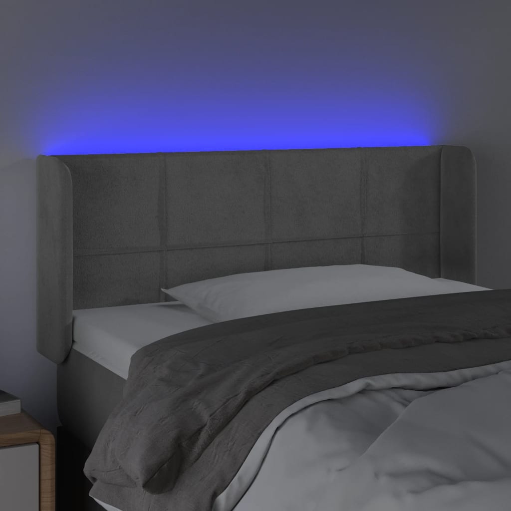 Tête de lit à LED Gris clair 103x16x78/88 cm Velours - XIOS