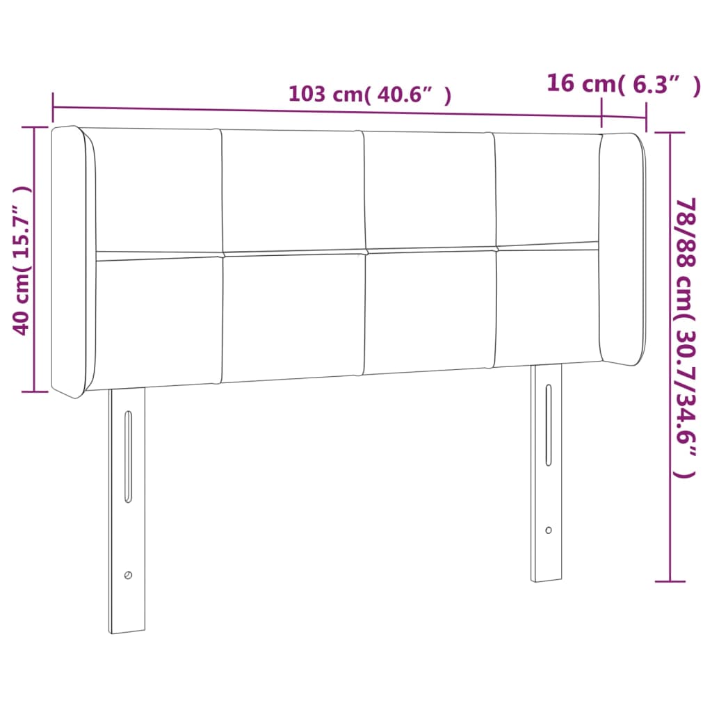Tête de lit à LED Gris clair 103x16x78/88 cm Velours - XIOS