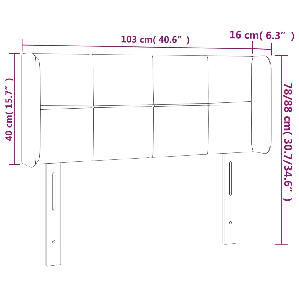 Tête de lit à LED Gris foncé 103x16x78/88 cm Velours - XIOS