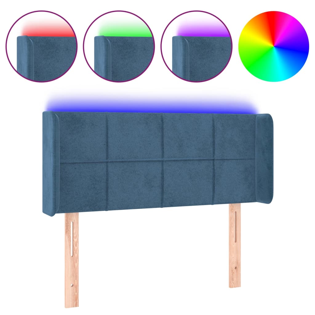 Tête de lit à LED Bleu foncé 103x16x78/88 cm Velours - XIOS