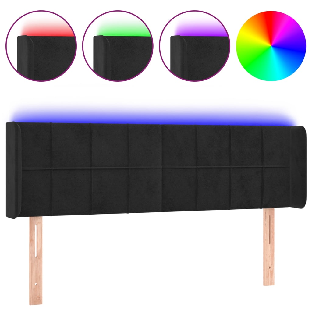 Tête de lit à LED Noir 147x16x78/88 cm Velours - XIOS