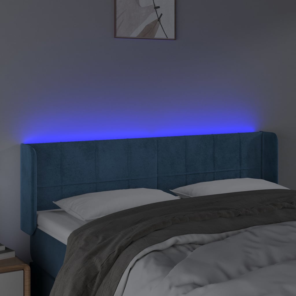 Tête de lit à LED Bleu foncé 147x16x78/88 cm Velours - XIOS