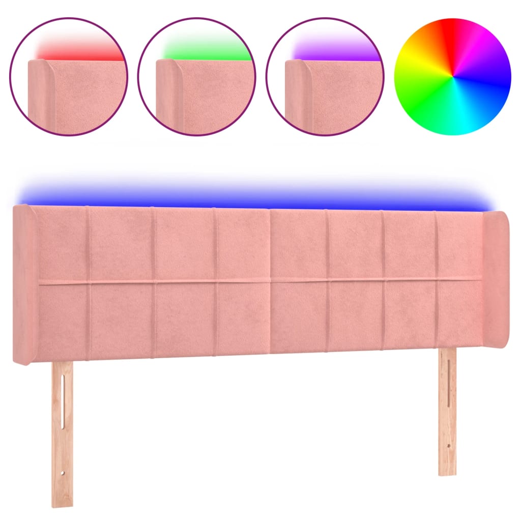 Tête de lit à LED Rose 147x16x78/88 cm Velours - XIOS