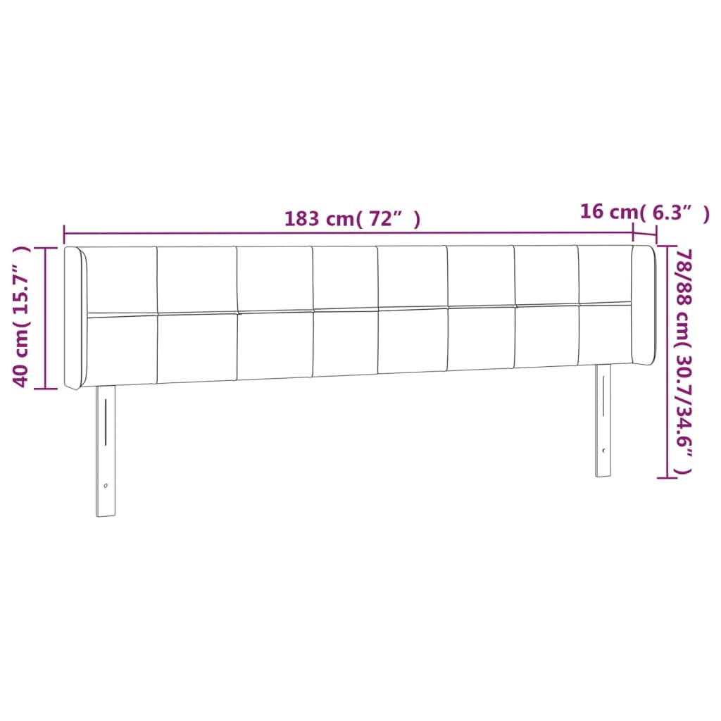 Tête de lit à LED Vert foncé 183x16x78/88 cm Velours Têtes et pieds de lit vidaXL
