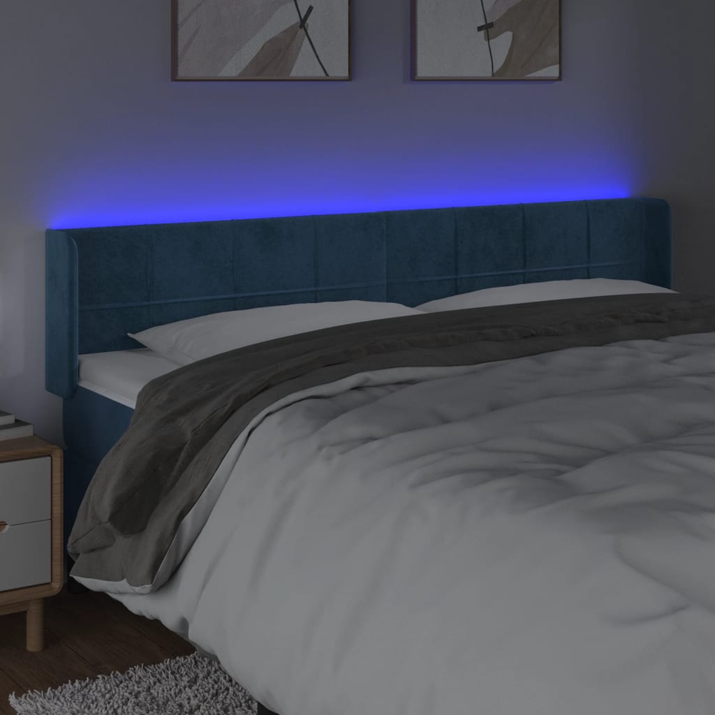 Tête de lit à LED Bleu foncé 183x16x78/88 cm Velours - XIOS