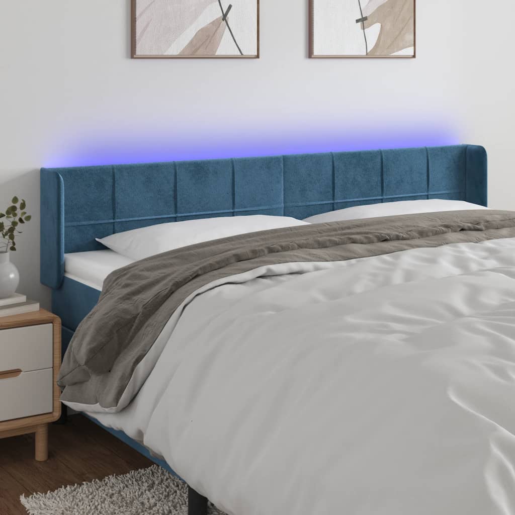 Tête de lit à LED Bleu foncé 183x16x78/88 cm Velours - XIOS