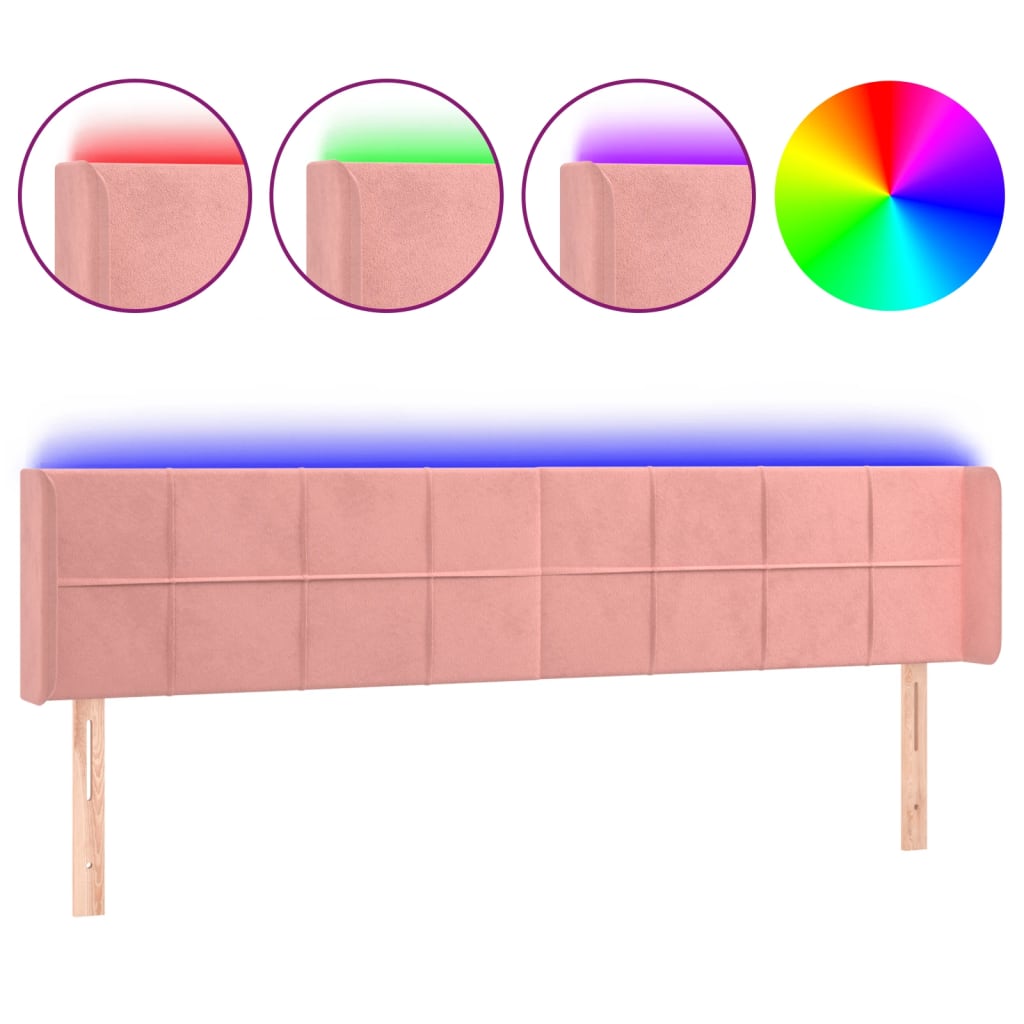 Tête de lit à LED Rose 203x16x78/88 cm Velours - XIOS