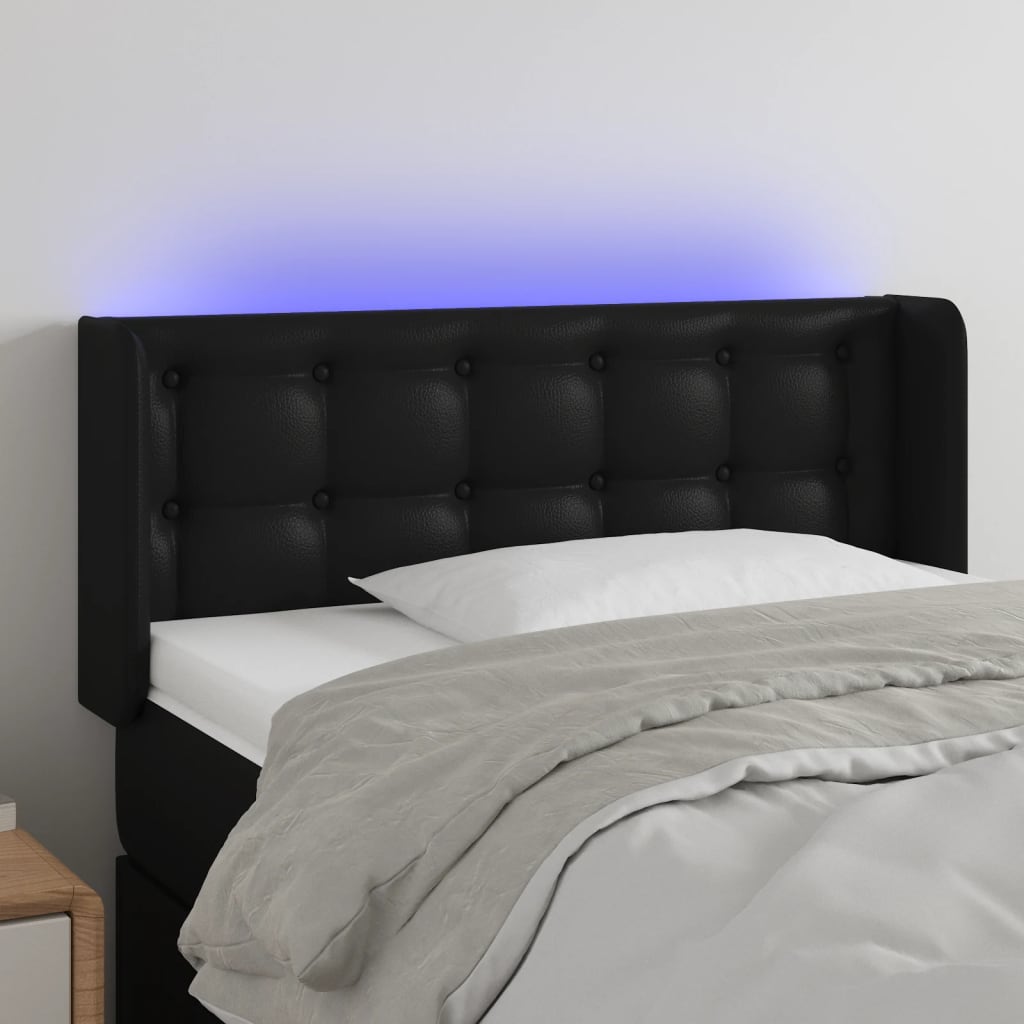 Tête de lit à LED Noir 93x16x78/88 cm Similicuir - XIOS