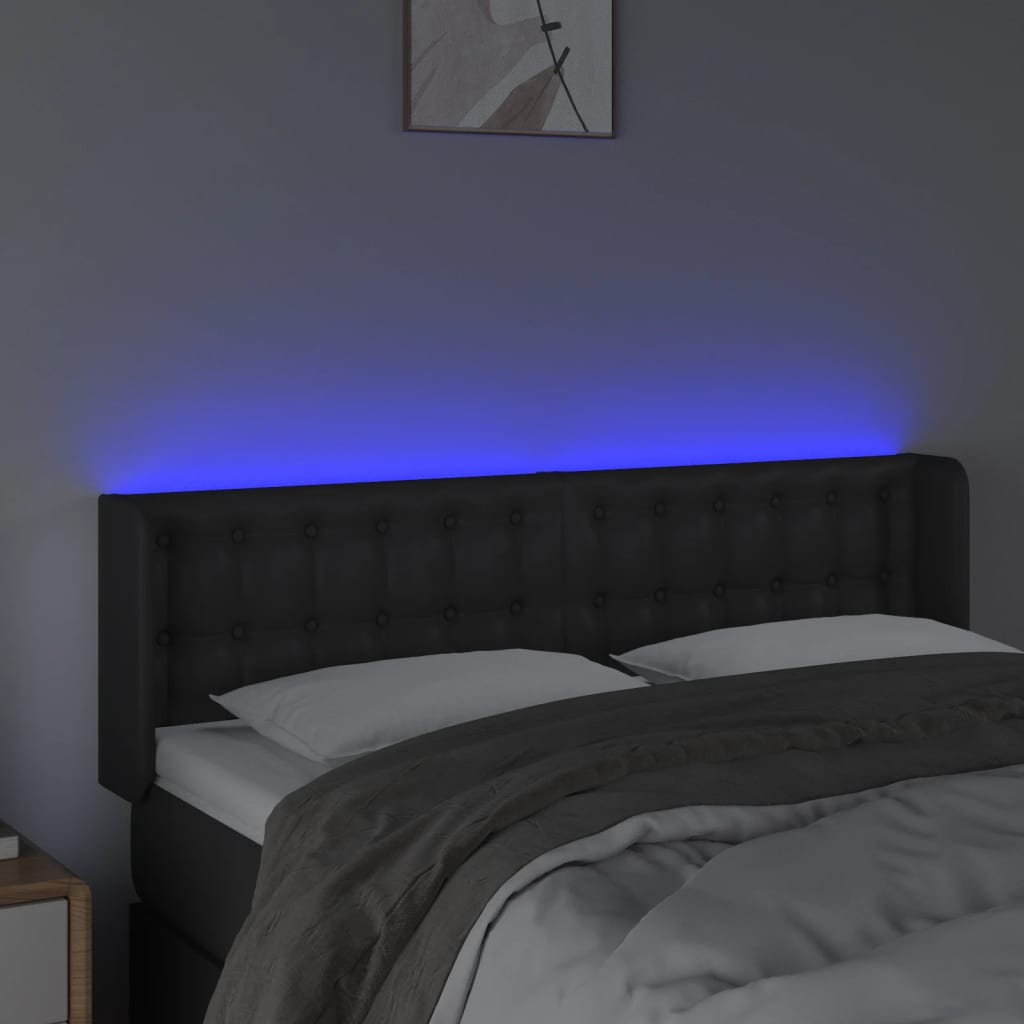 Tête de lit à LED Noir 147x16x78/88 cm Similicuir - XIOS