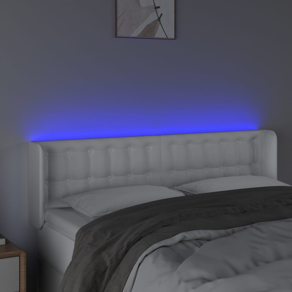Tête de lit à LED Blanc 147x16x78/88 cm Similicuir - XIOS