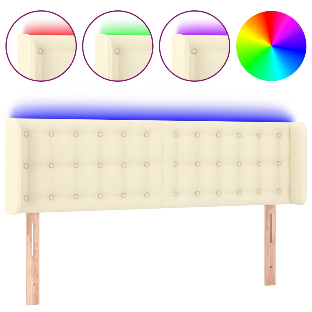 Tête de lit à LED Crème 147x16x78/88 cm Similicuir - XIOS