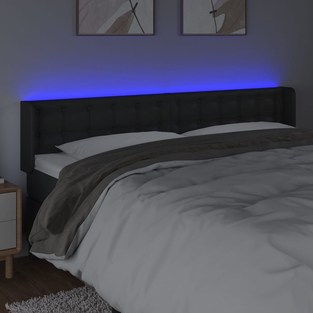 Tête de lit à LED Noir 163x16x78/88 cm Similicuir - XIOS
