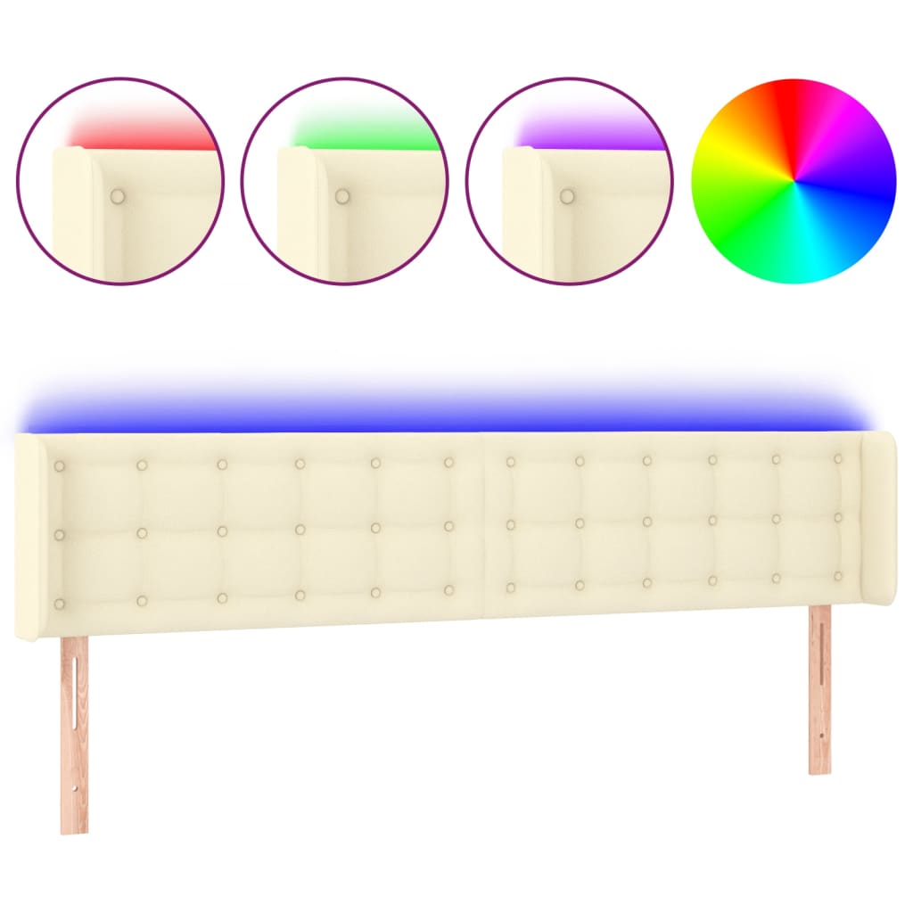 Tête de lit à LED Crème 183x16x78/88 cm Similicuir - XIOS