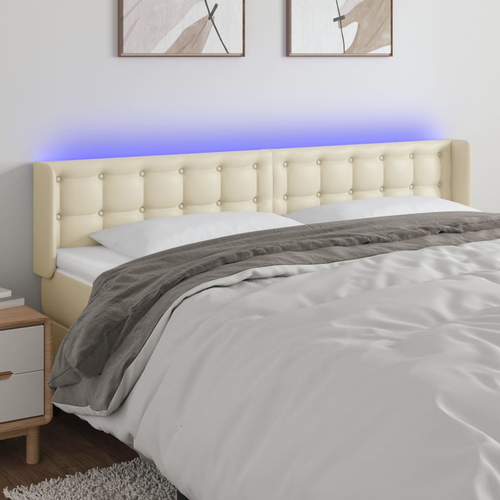 Tête de lit à LED Crème 183x16x78/88 cm Similicuir - XIOS