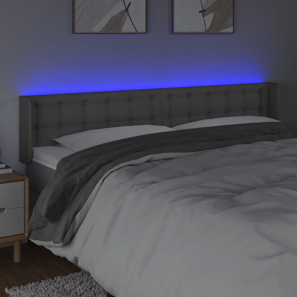 Tête de lit à LED Gris 183x16x78/88 cm Similicuir - XIOS