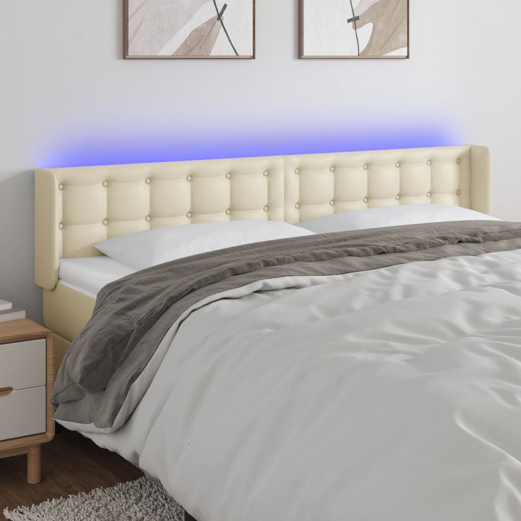Tête de lit à LED Crème 203x16x78/88 cm Similicuir - XIOS
