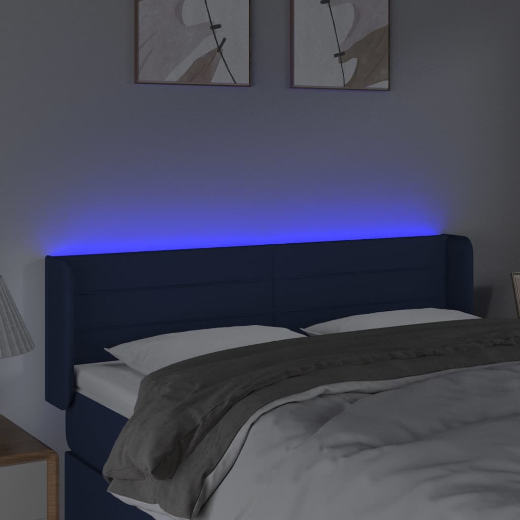 Tête de lit à LED Bleu 147x16x78/88 cm Tissu - XIOS