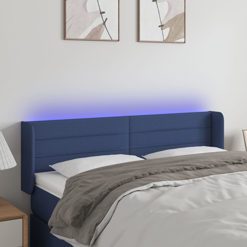 Tête de lit à LED Bleu 147x16x78/88 cm Tissu - XIOS