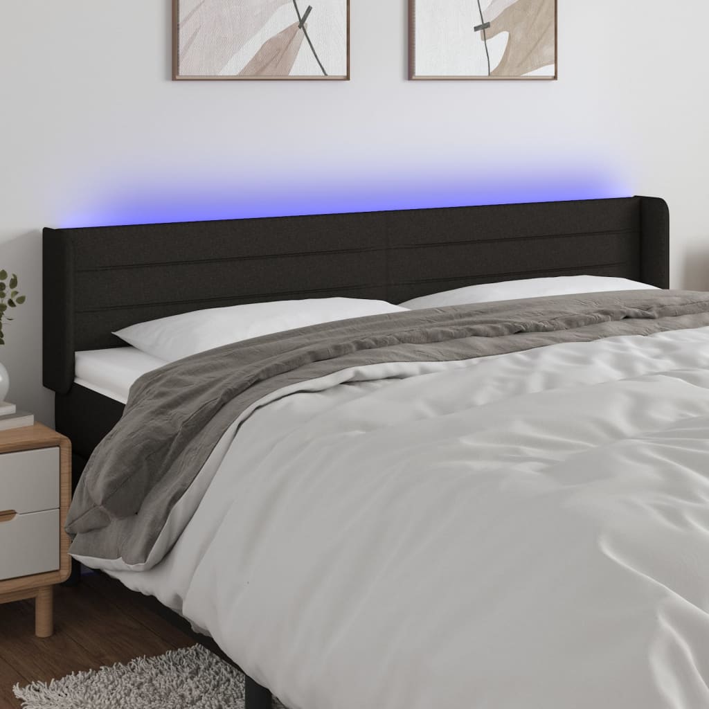 Tête de lit à LED Noir 163x16x78/88 cm Tissu Têtes et pieds de lit vidaXL