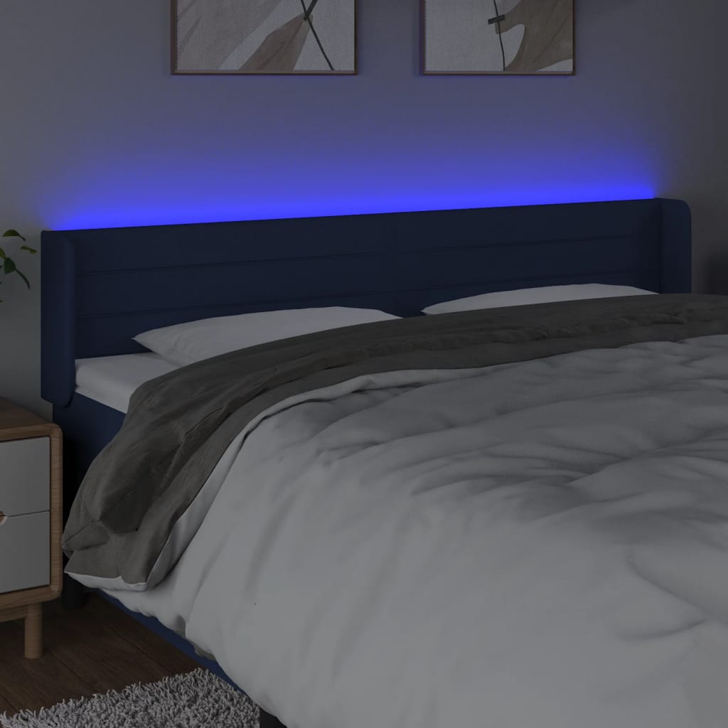 Tête de lit à LED Bleu 163x16x78/88 cm Tissu - XIOS