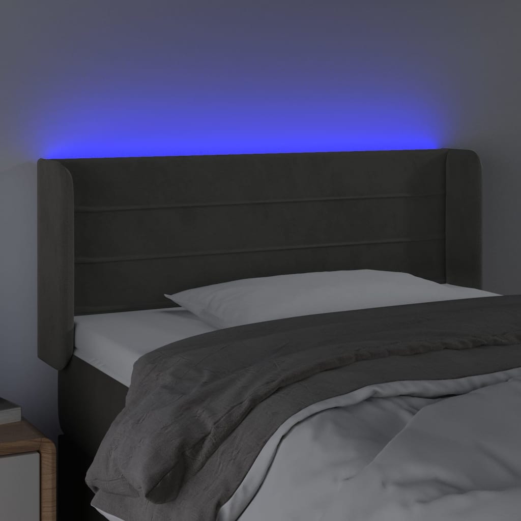 Tête de lit à LED Gris foncé 93x16x78/88 cm Velours - XIOS