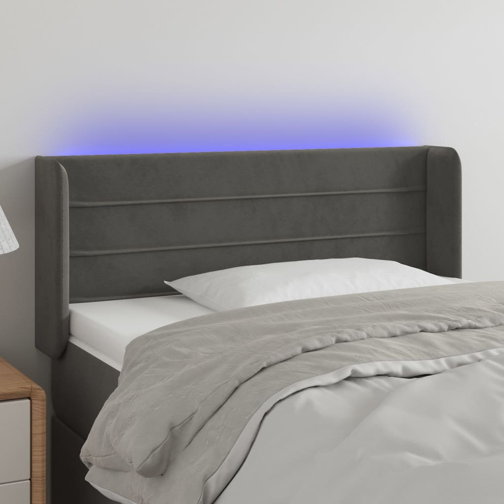 Tête de lit à LED Gris foncé 93x16x78/88 cm Velours - XIOS
