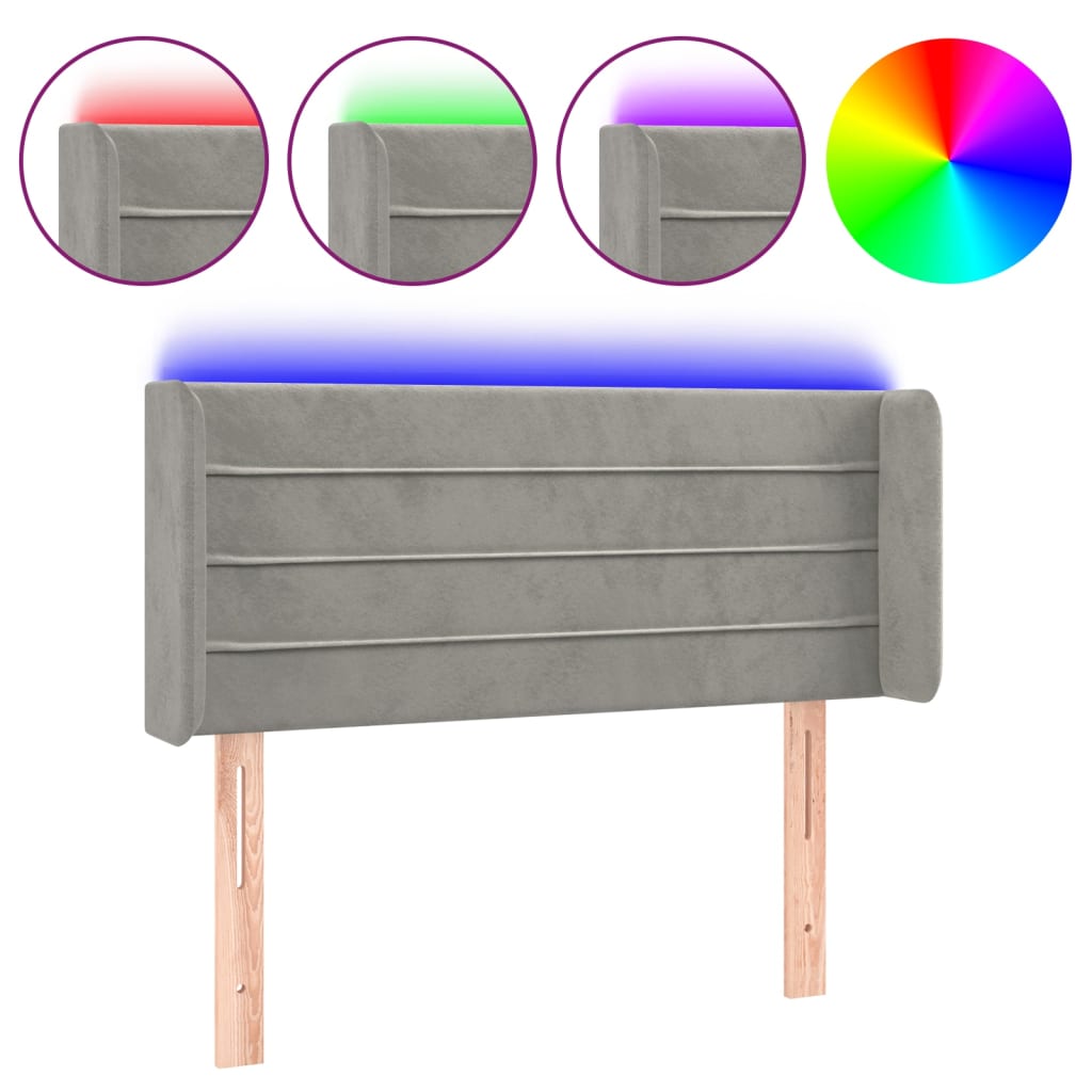 Tête de lit à LED Gris clair 103x16x78/88 cm Velours - XIOS